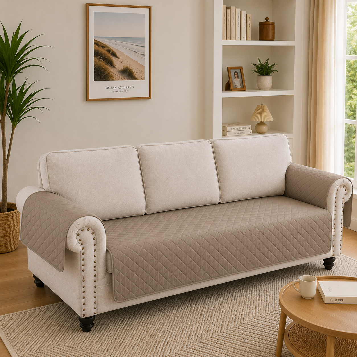 Anti Slip Quilted Slipcover Mat Sofa Couch Cover