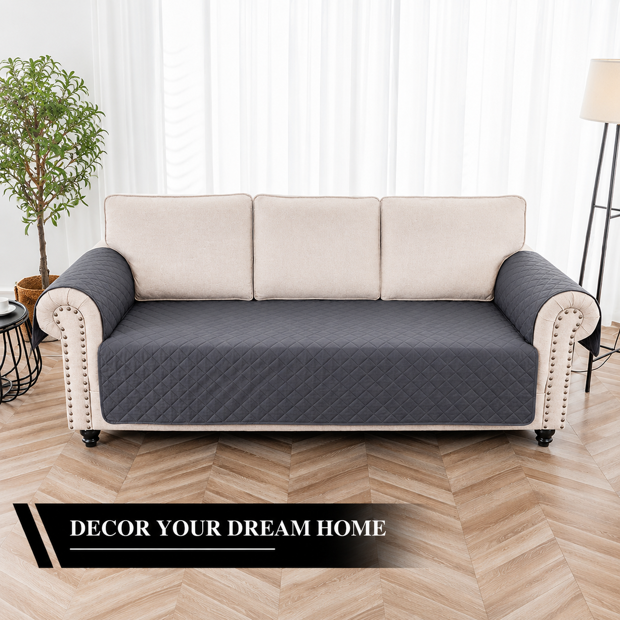 Anti Slip Quilted Slipcover Mat Sofa Couch Cover