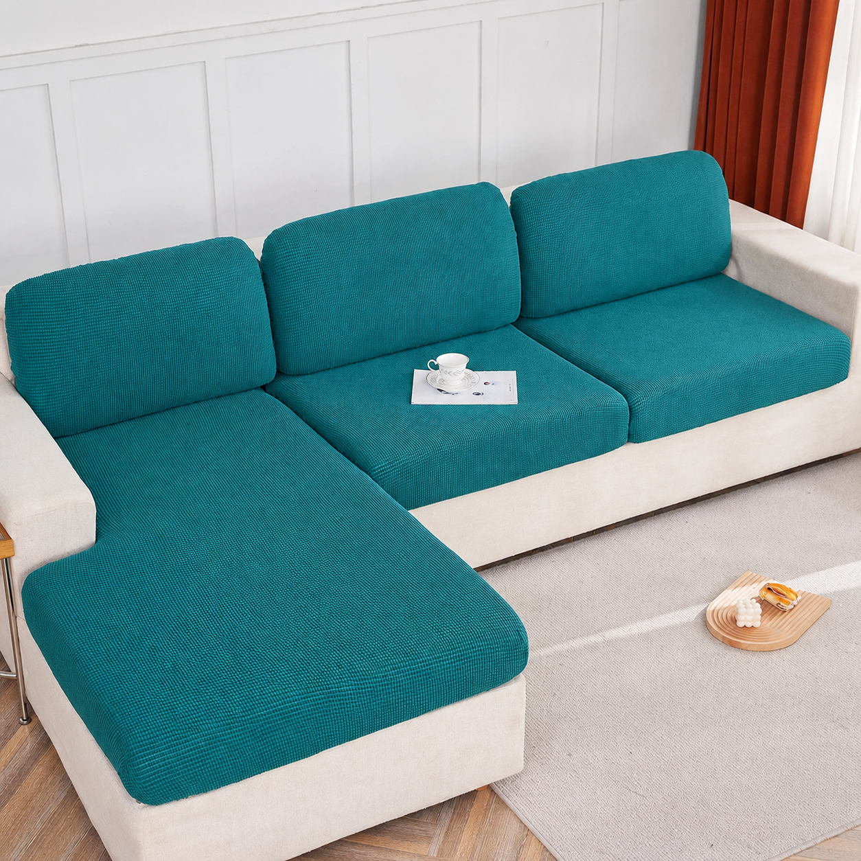 Anti Slip Jacquard L Shaped Cushion Sofa Couch Cover