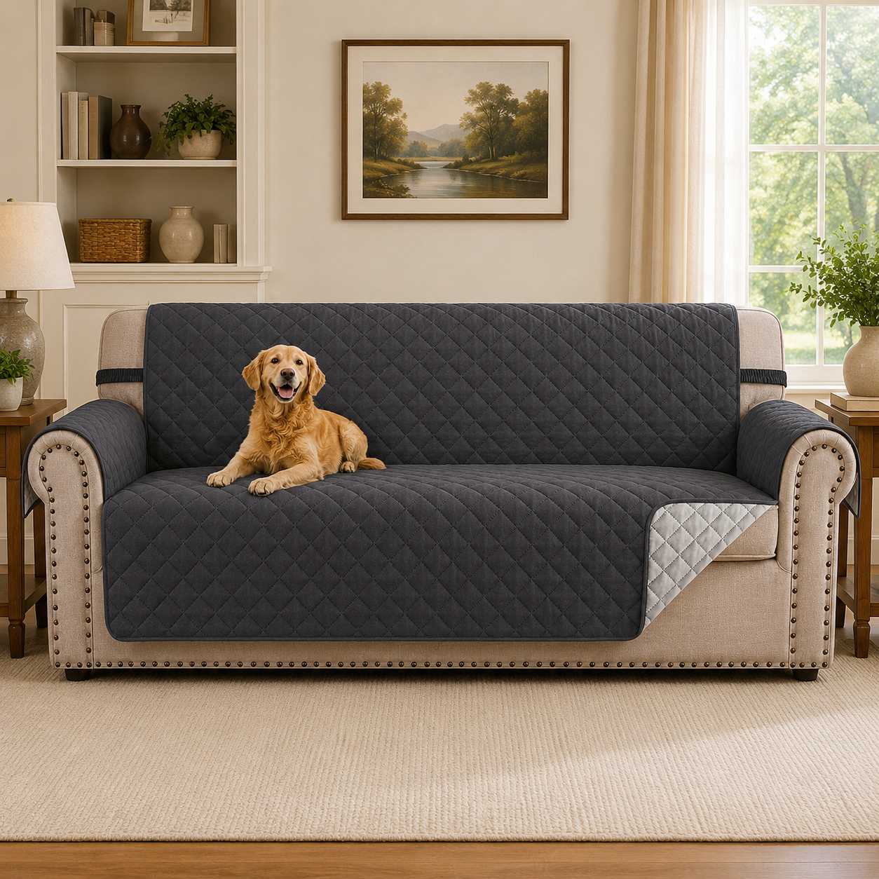 Quilted Slipcover Mat Armchair Couch Sofa Cover