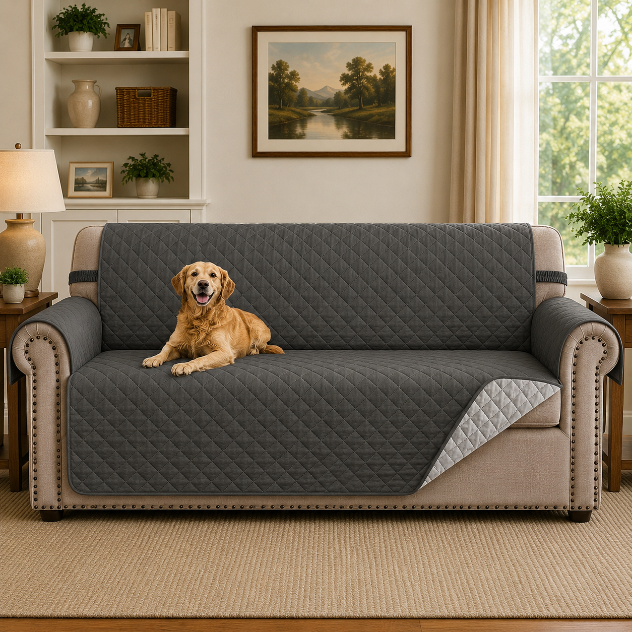 Quilted Slipcover Mat Armchair Couch Sofa Cover