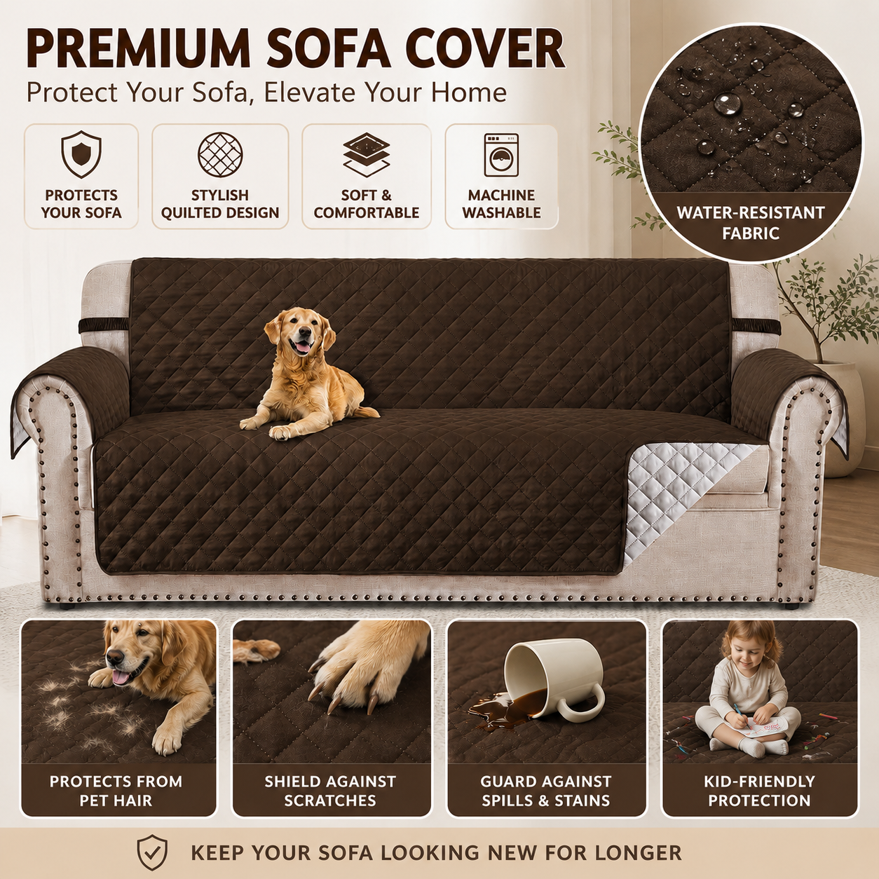 Quilted Slipcover Mat Armchair Couch Sofa Cover