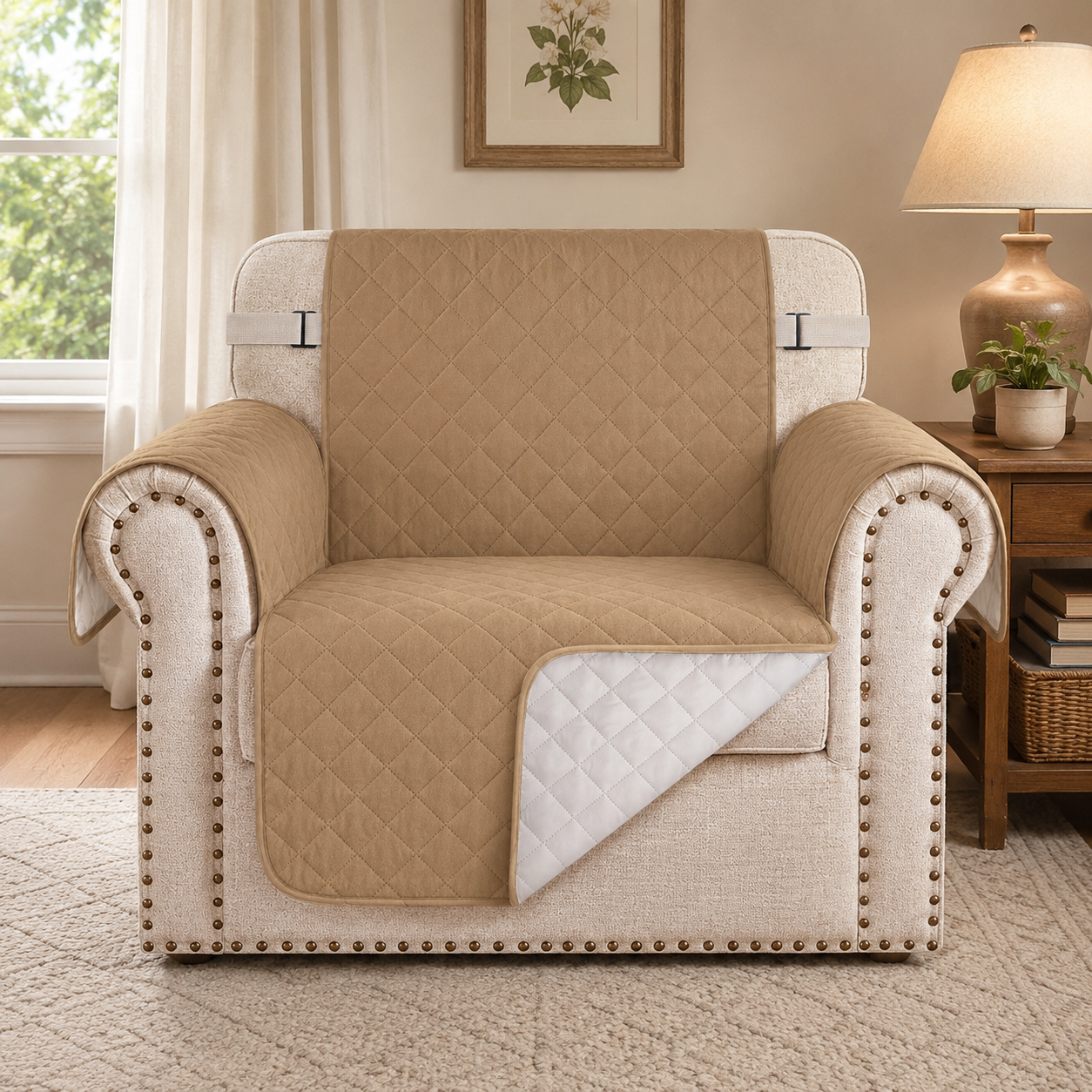 Quilted Slipcover Mat Armchair Couch Sofa Cover