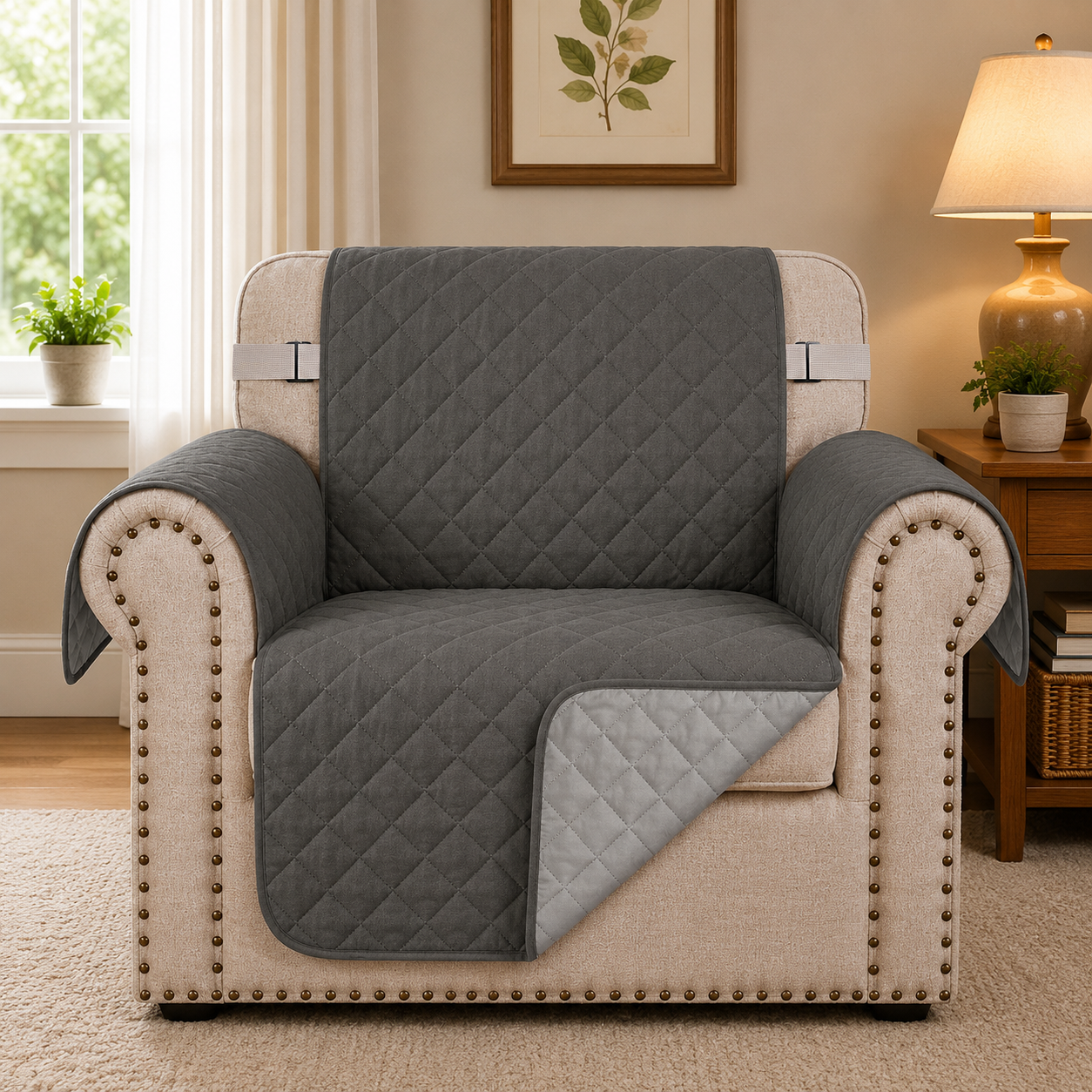 Quilted Slipcover Mat Armchair Couch Sofa Cover