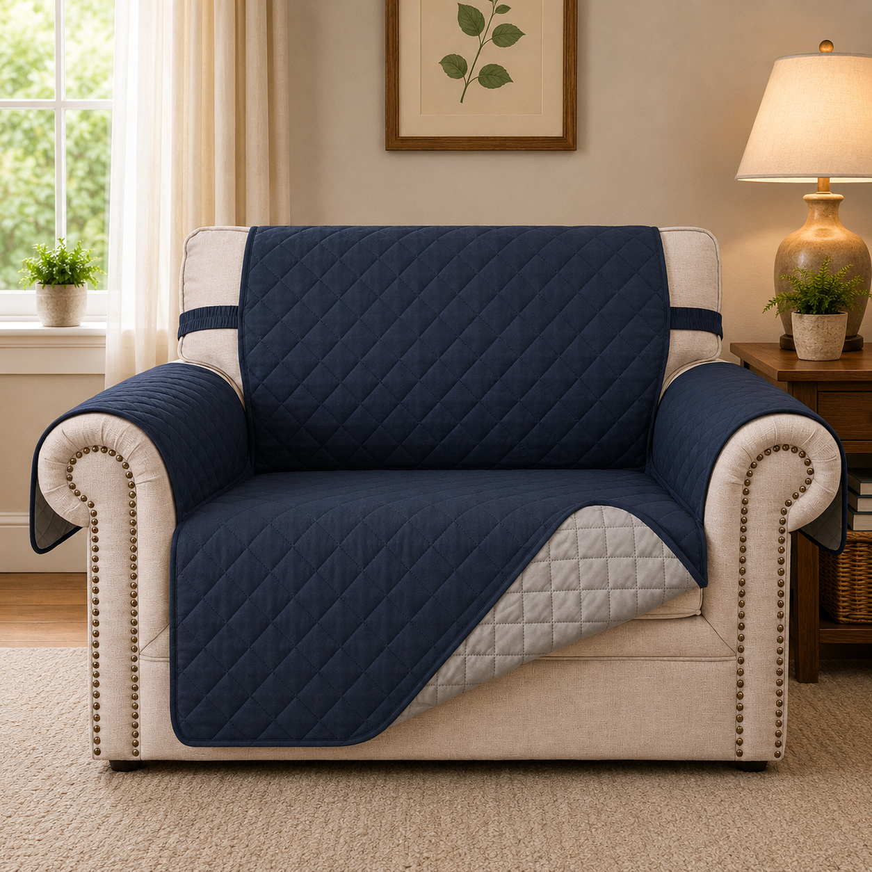 Quilted Slipcover Mat Armchair Couch Sofa Cover