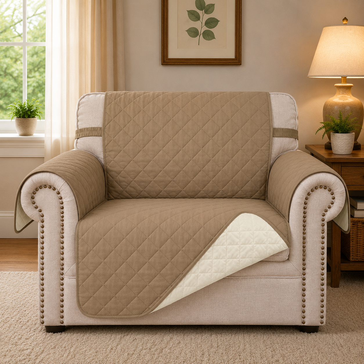 Quilted Slipcover Mat Armchair Couch Sofa Cover