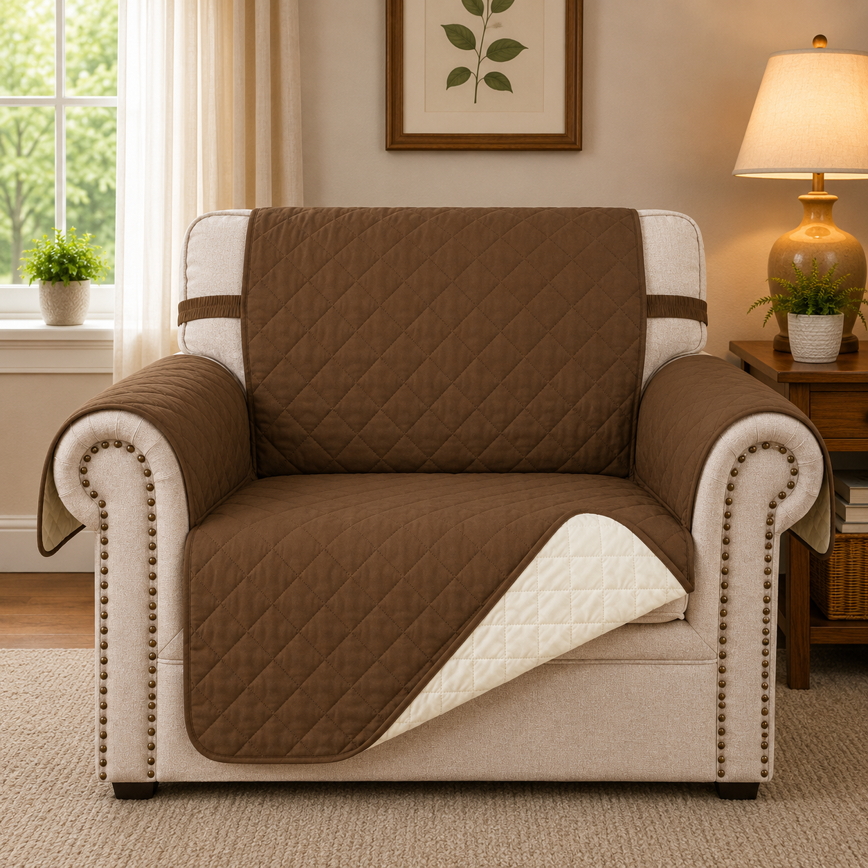 Quilted Slipcover Mat Armchair Couch Sofa Cover