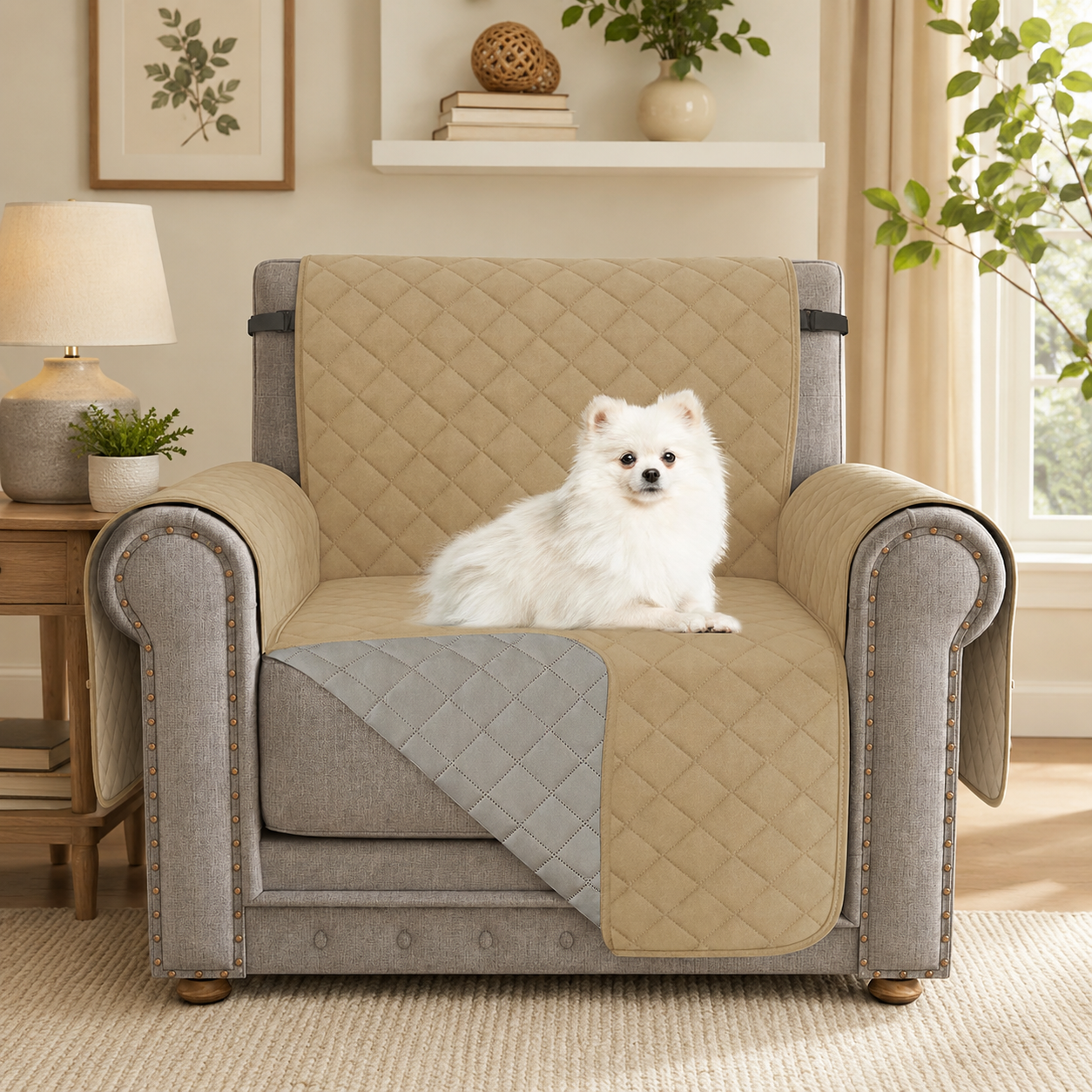 Quilted Slipcover Mat Armchair Couch Sofa Cover
