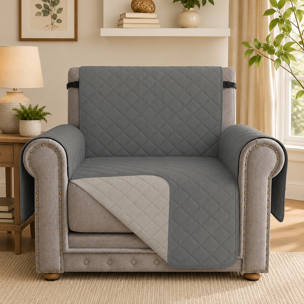 Quilted Slipcover Mat Armchair Couch Sofa Cover