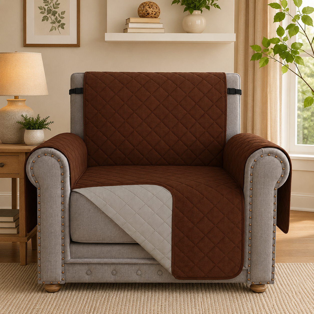 Quilted Slipcover Mat Armchair Couch Sofa Cover