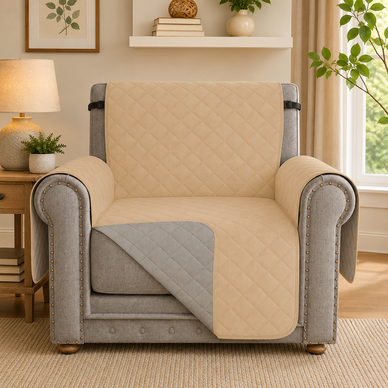 Quilted Slipcover Mat Armchair Couch Sofa Cover