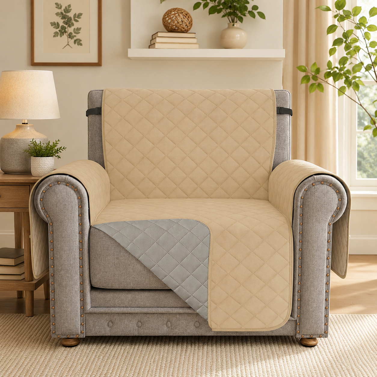 Quilted Slipcover Mat Armchair Couch Sofa Cover