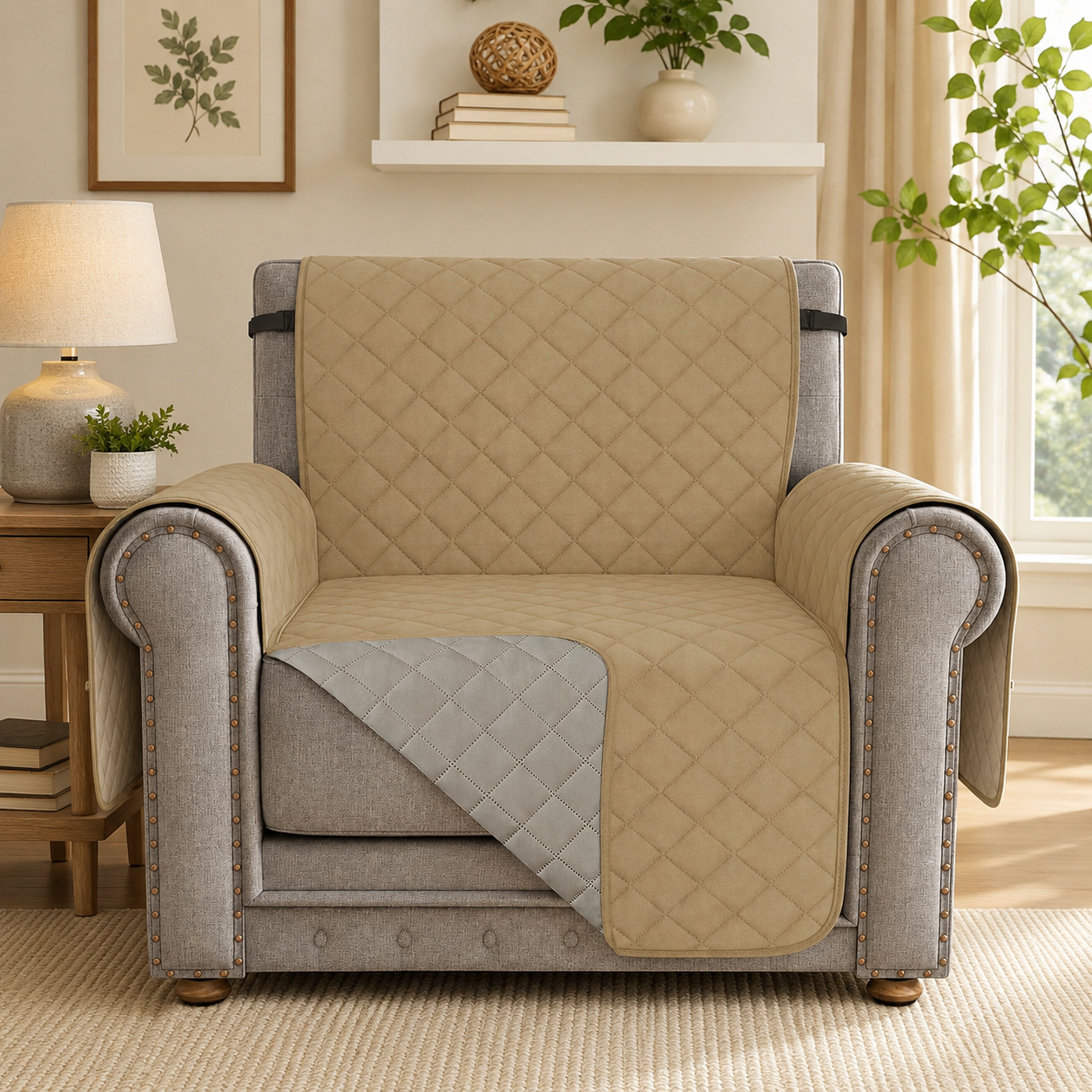 Quilted Slipcover Mat Armchair Couch Sofa Cover