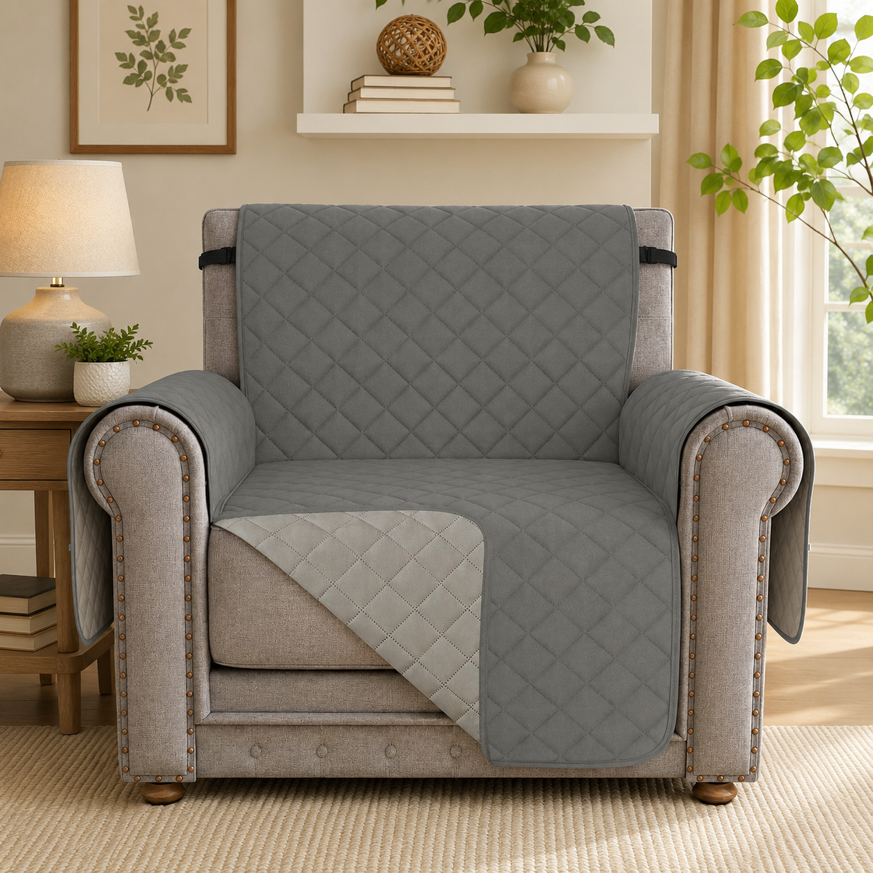 Quilted Slipcover Mat Armchair Couch Sofa Cover