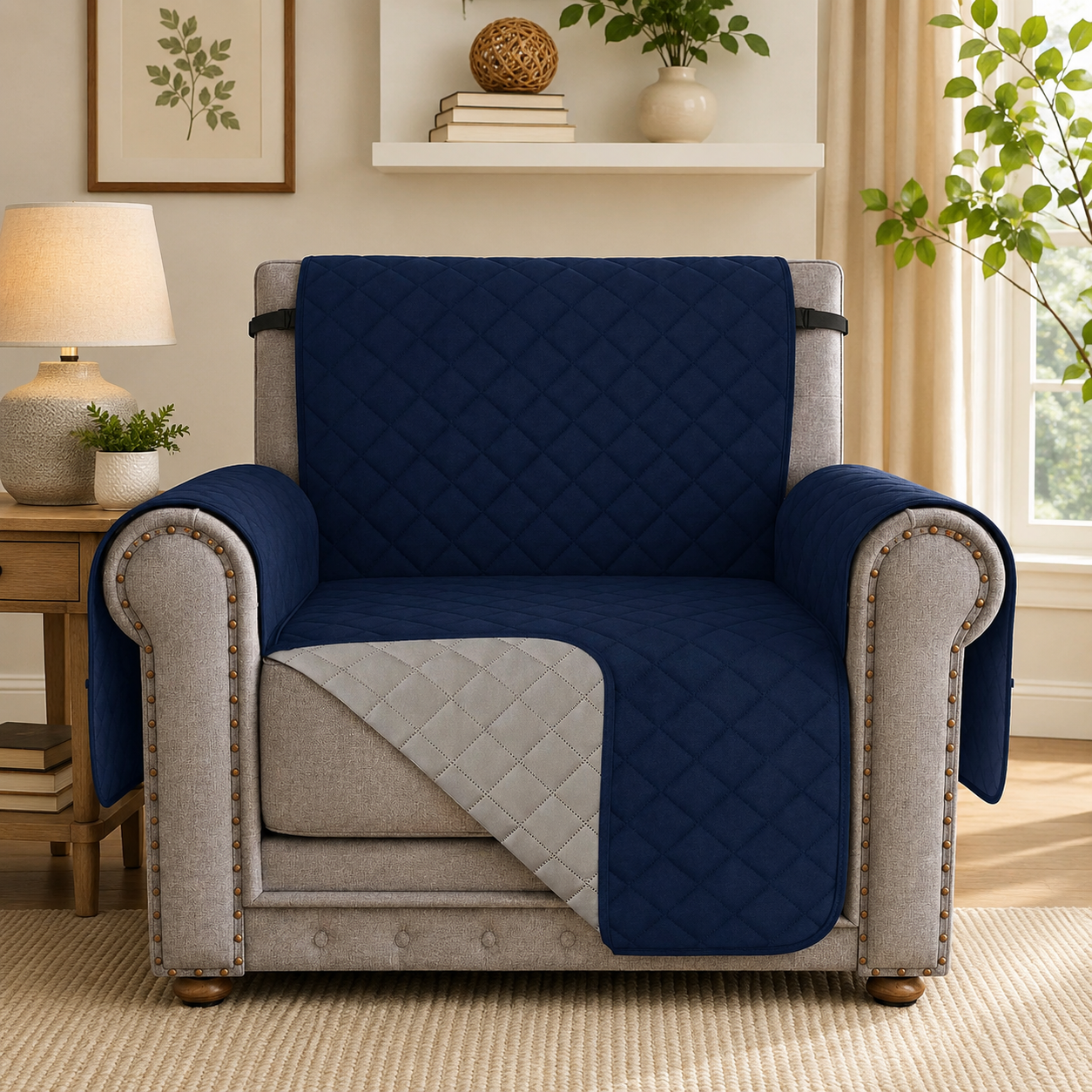 Quilted Slipcover Mat Armchair Couch Sofa Cover