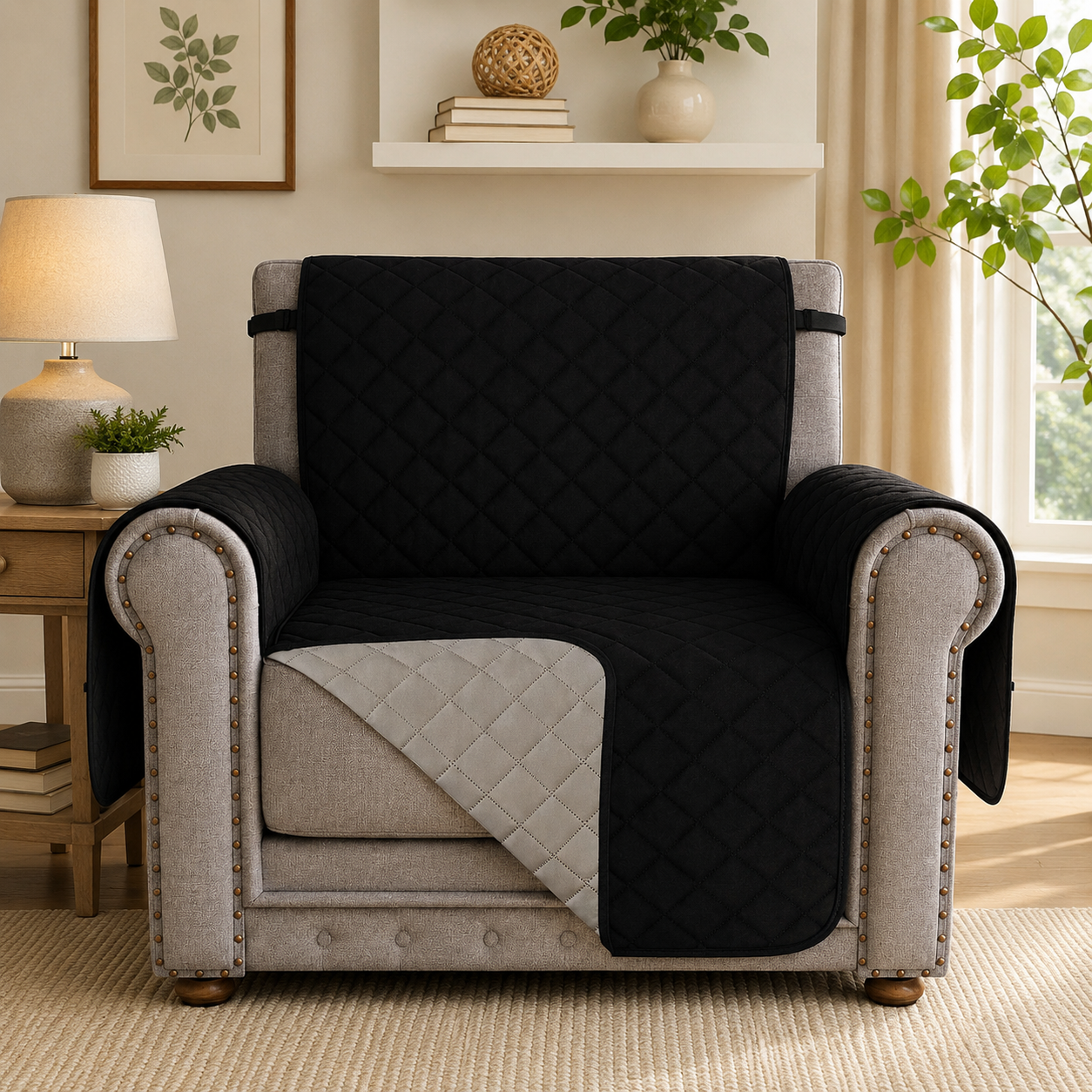 Quilted Slipcover Mat Armchair Couch Sofa Cover