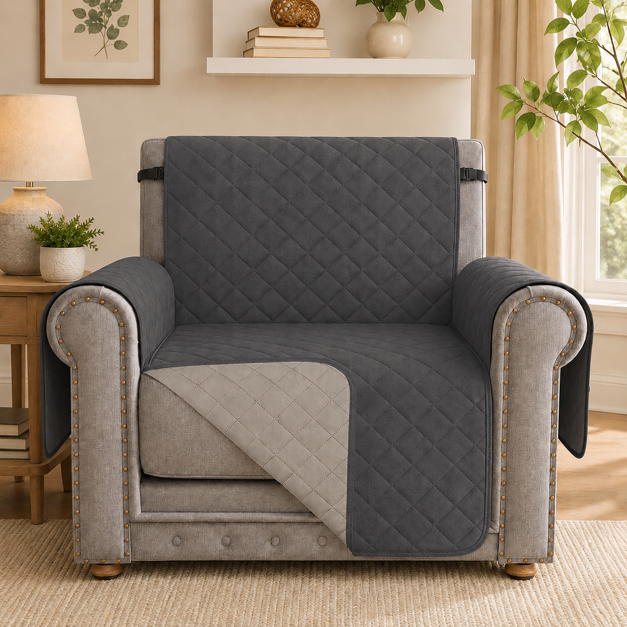 Quilted Slipcover Mat Armchair Couch Sofa Cover