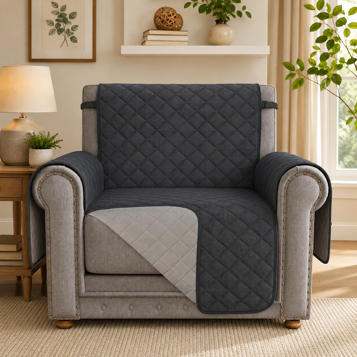 Quilted Slipcover Mat Armchair Couch Sofa Cover