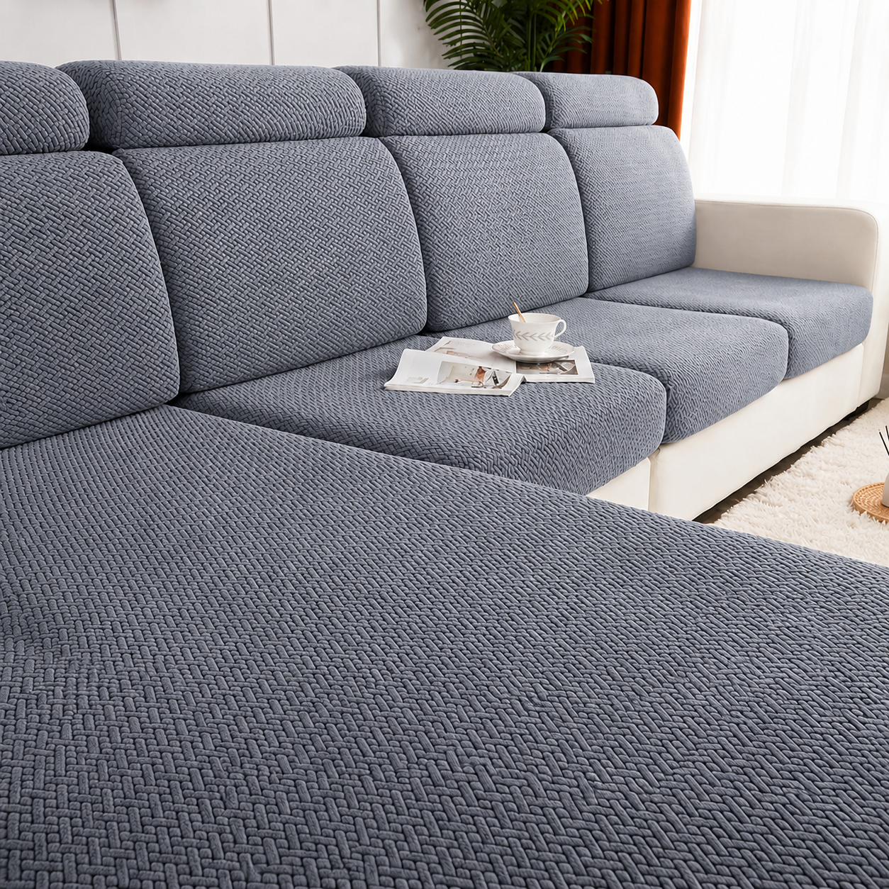 Jacquard L Shaped Cushion Slipcover Sofa Couch Cover