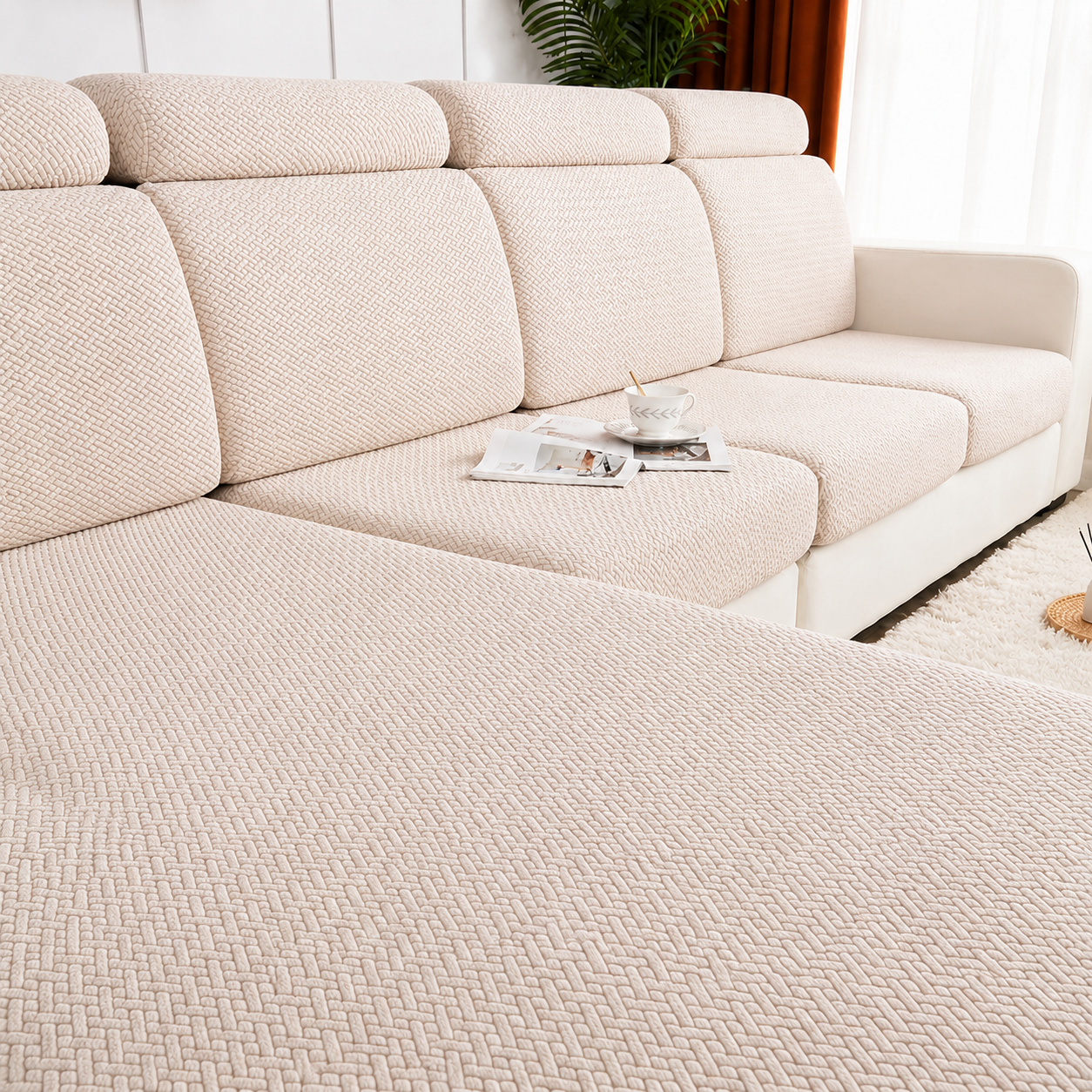 Jacquard L Shaped Cushion Slipcover Sofa Couch Cover