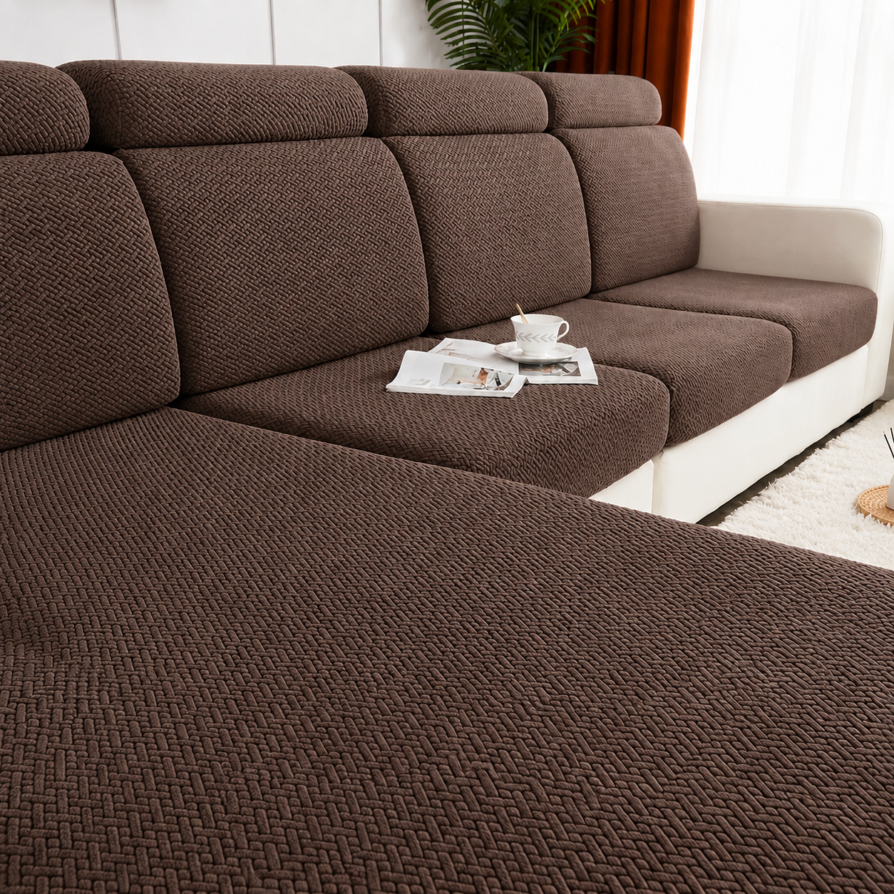 Jacquard L Shaped Cushion Slipcover Sofa Couch Cover