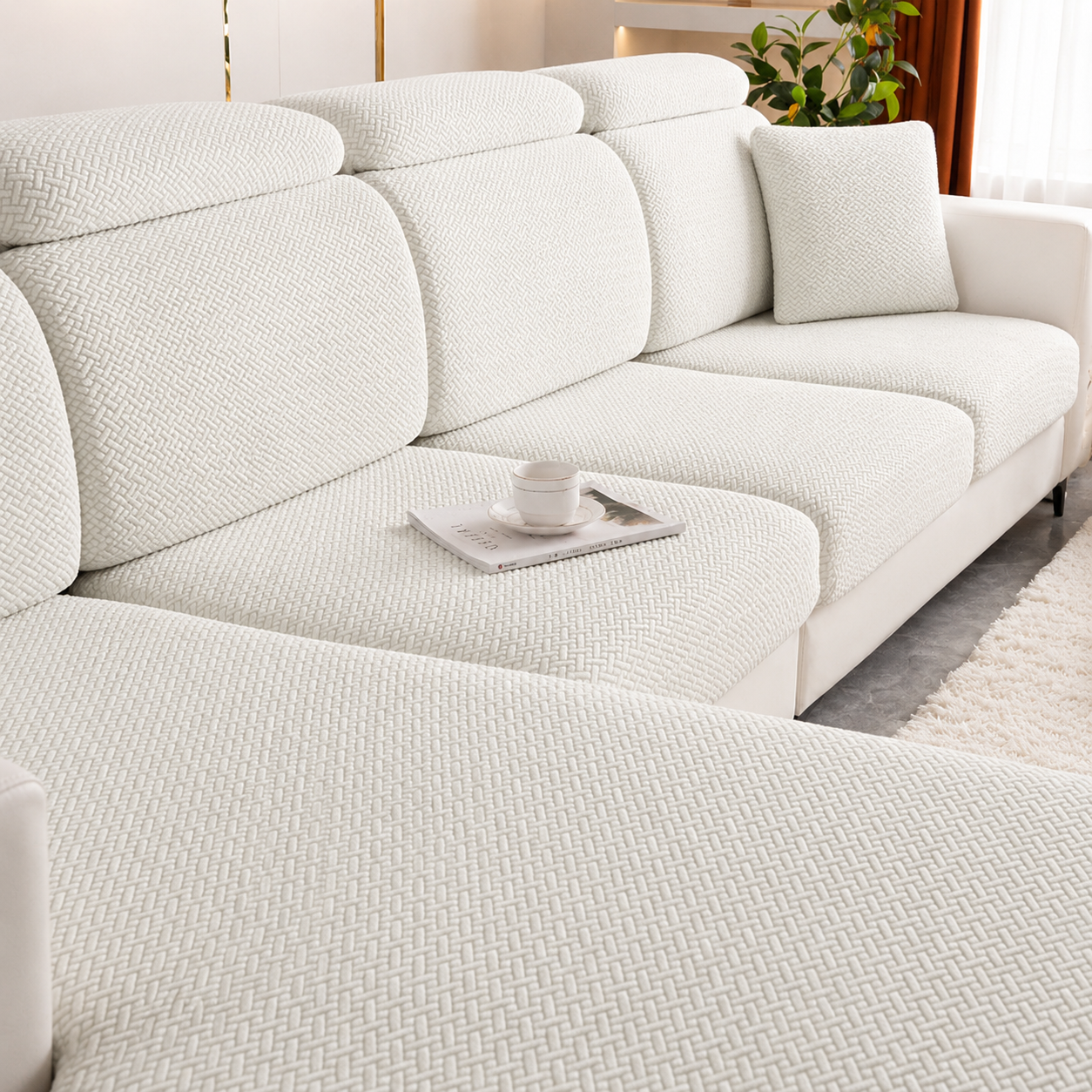 Jacquard L Shaped Cushion Slipcover Sofa Couch Cover