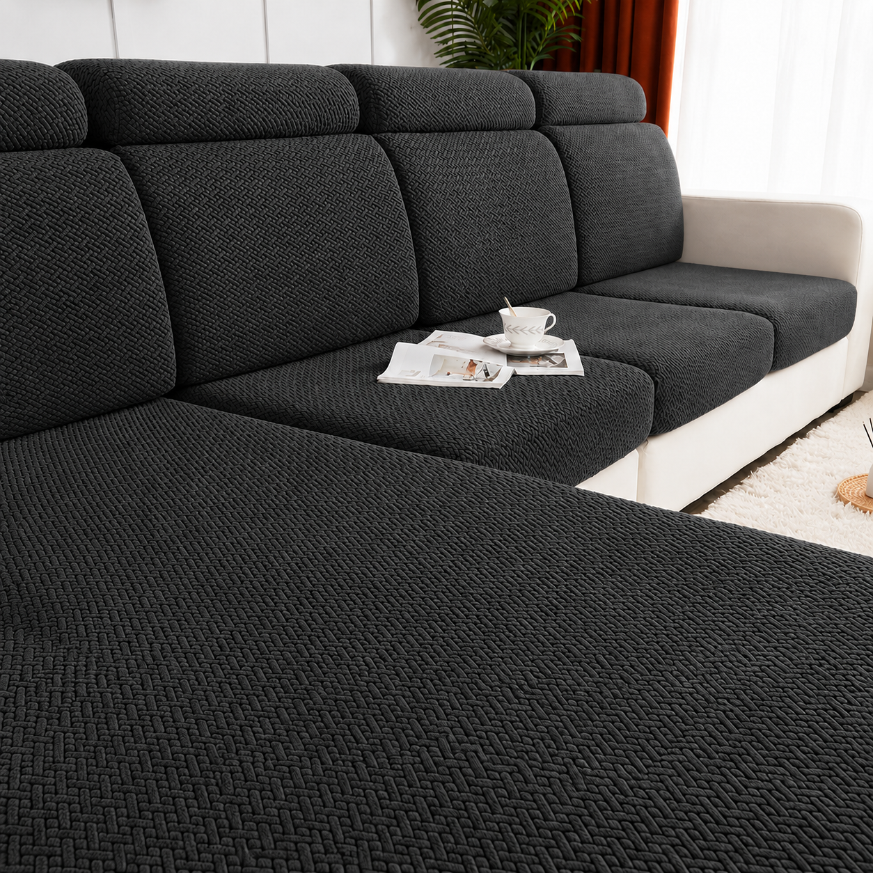 Jacquard L Shaped Cushion Slipcover Sofa Couch Cover