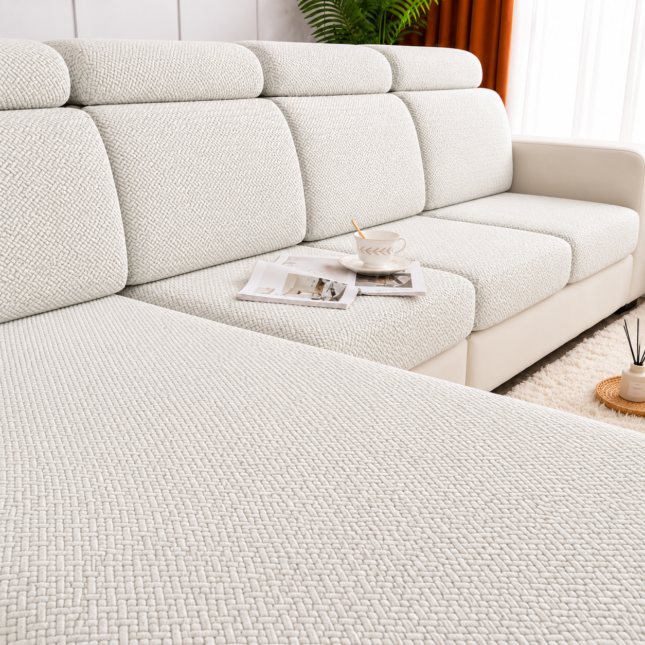 Jacquard L Shaped Cushion Slipcover Sofa Couch Cover