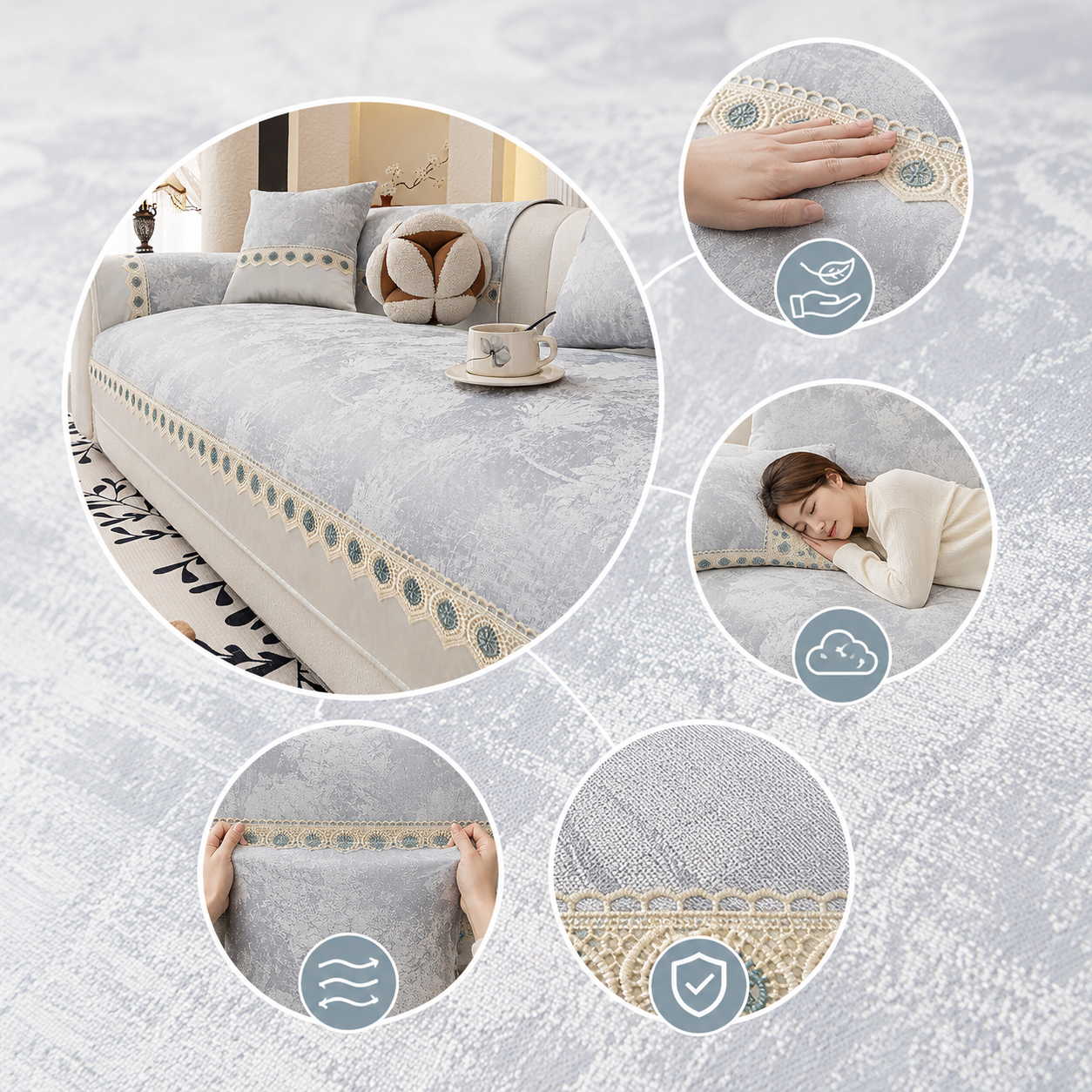 Non Slip Luxury Chenille Sofa Couch Cover