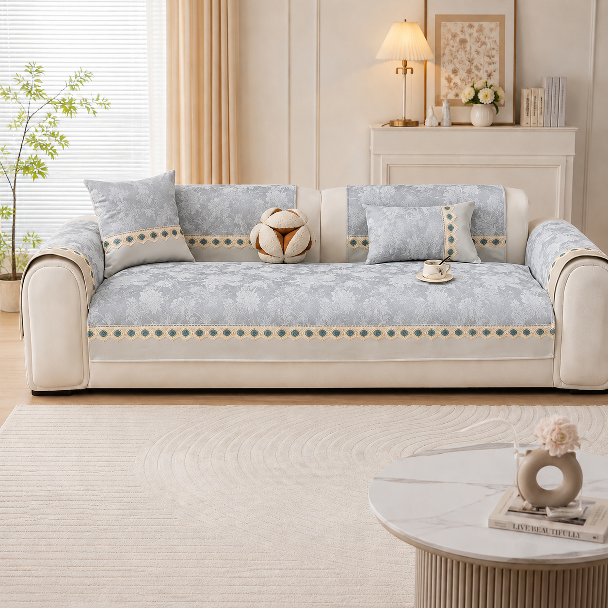 Non Slip Luxury Chenille Sofa Couch Cover