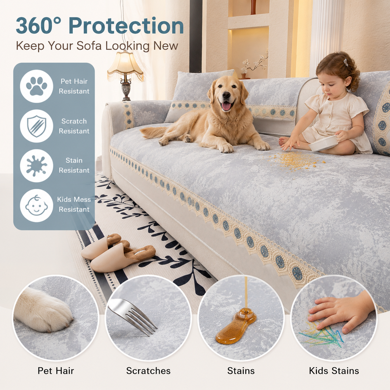 Non Slip Luxury Chenille Sofa Couch Cover