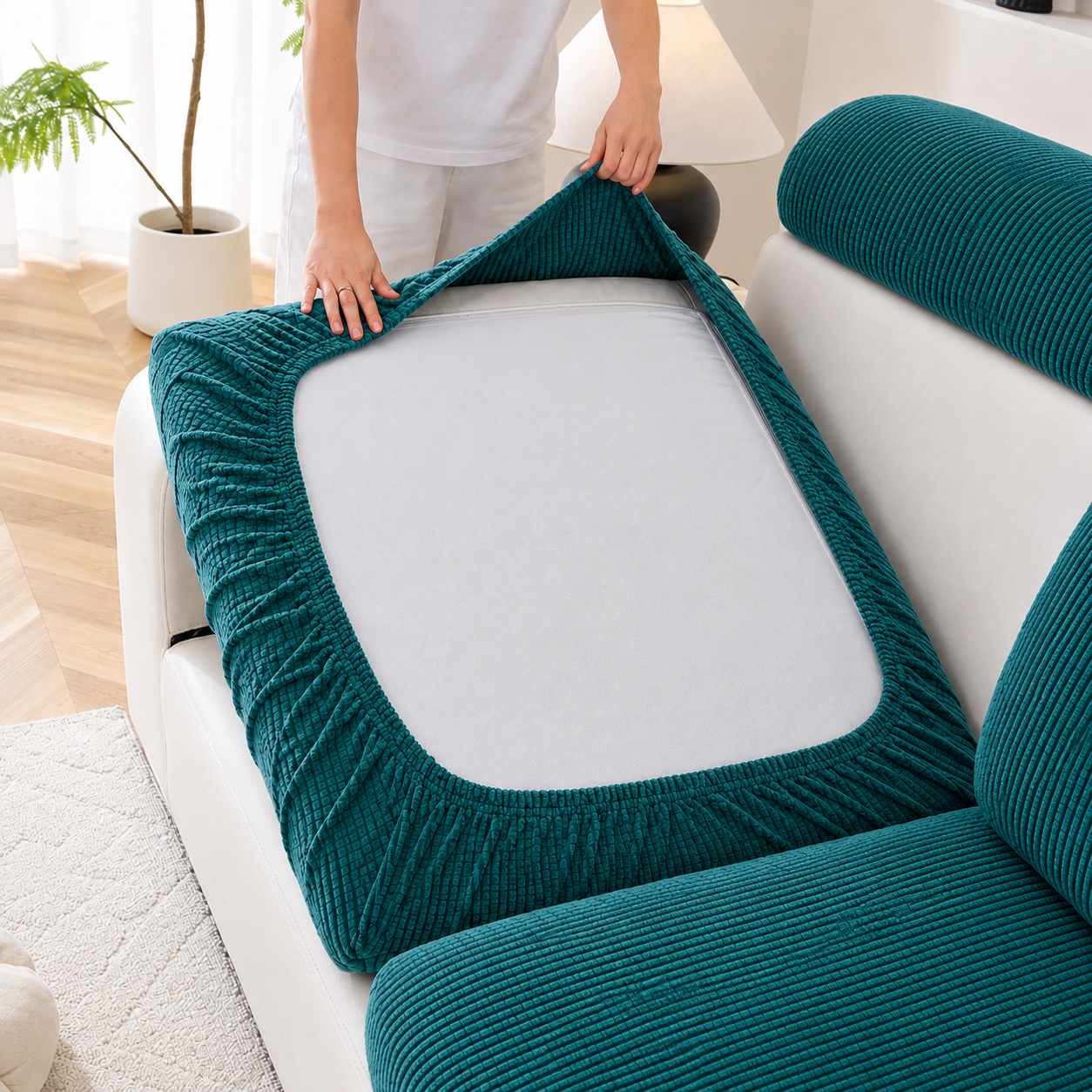 Anti Slip Jacquard L Shaped Cushion Sofa Couch Cover