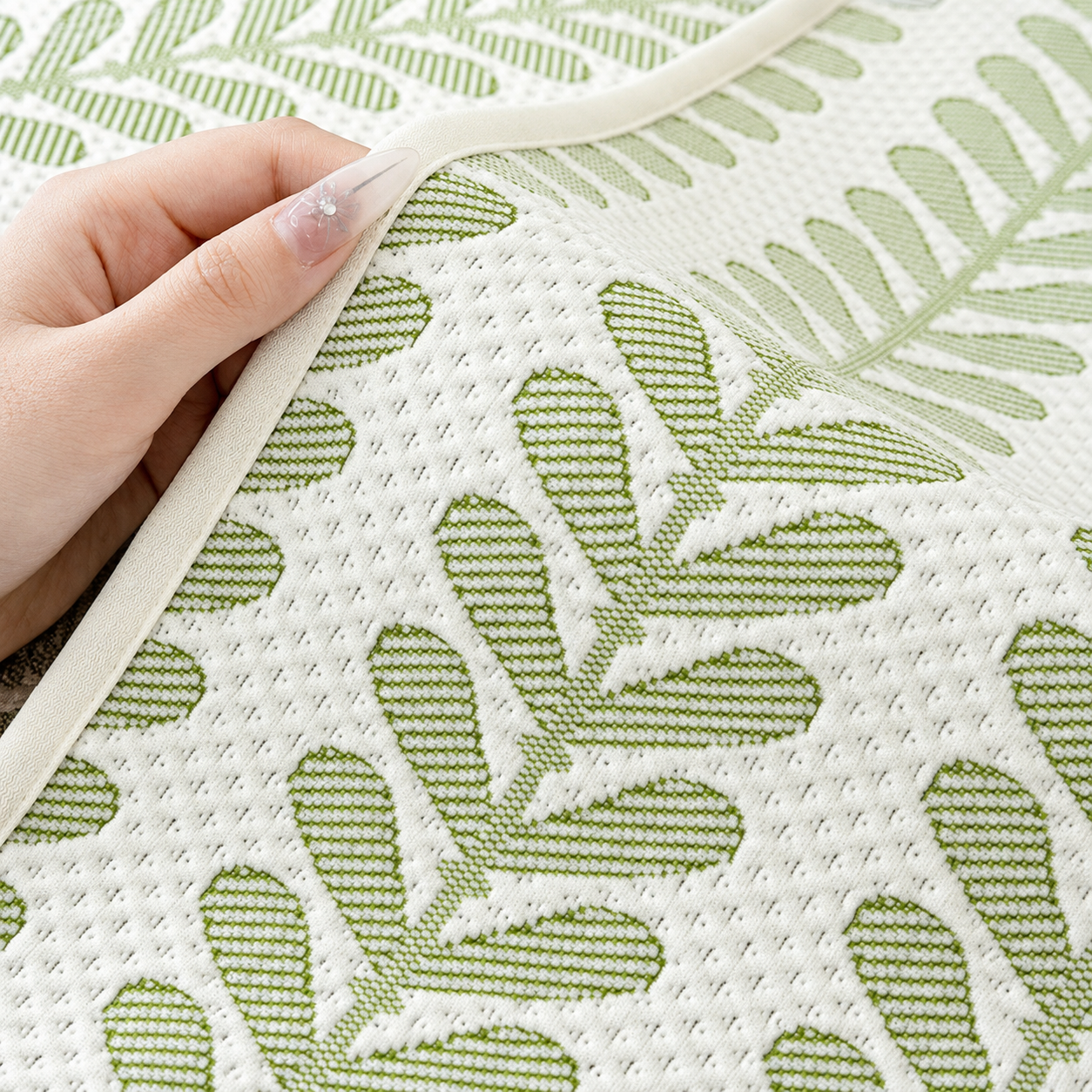 Elegant Botanical Leaf Ice Silk Sofa Couch Cover