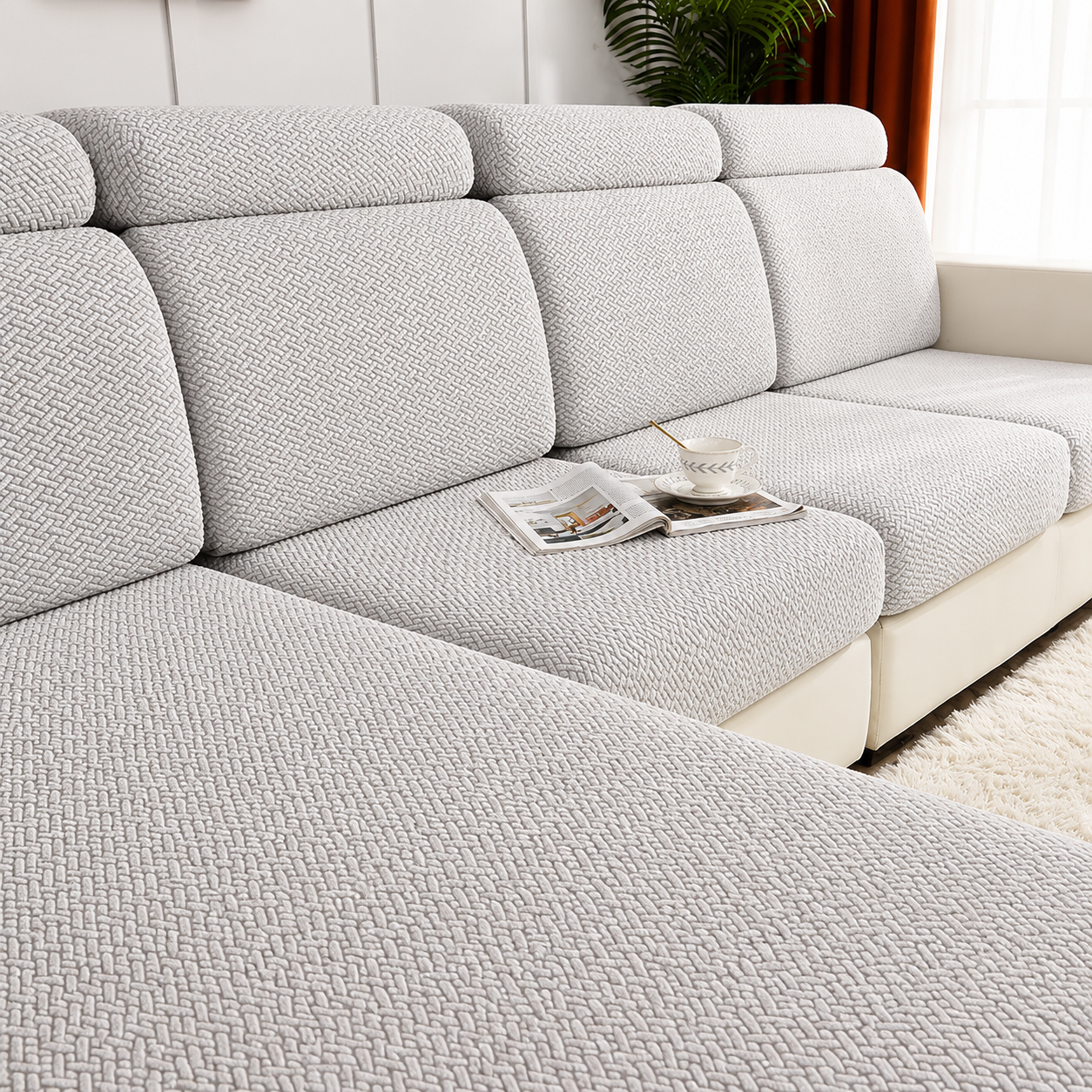 Jacquard L Shaped Cushion Slipcover Sofa Couch Cover