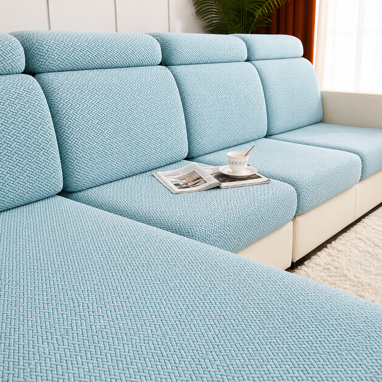 Jacquard L Shaped Cushion Slipcover Sofa Couch Cover