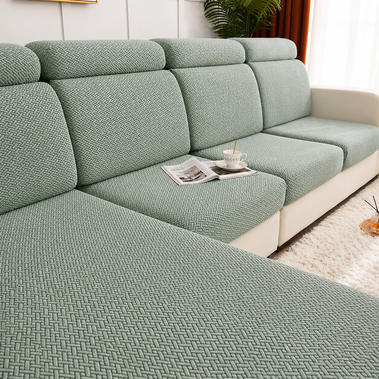 Jacquard L Shaped Cushion Slipcover Sofa Couch Cover