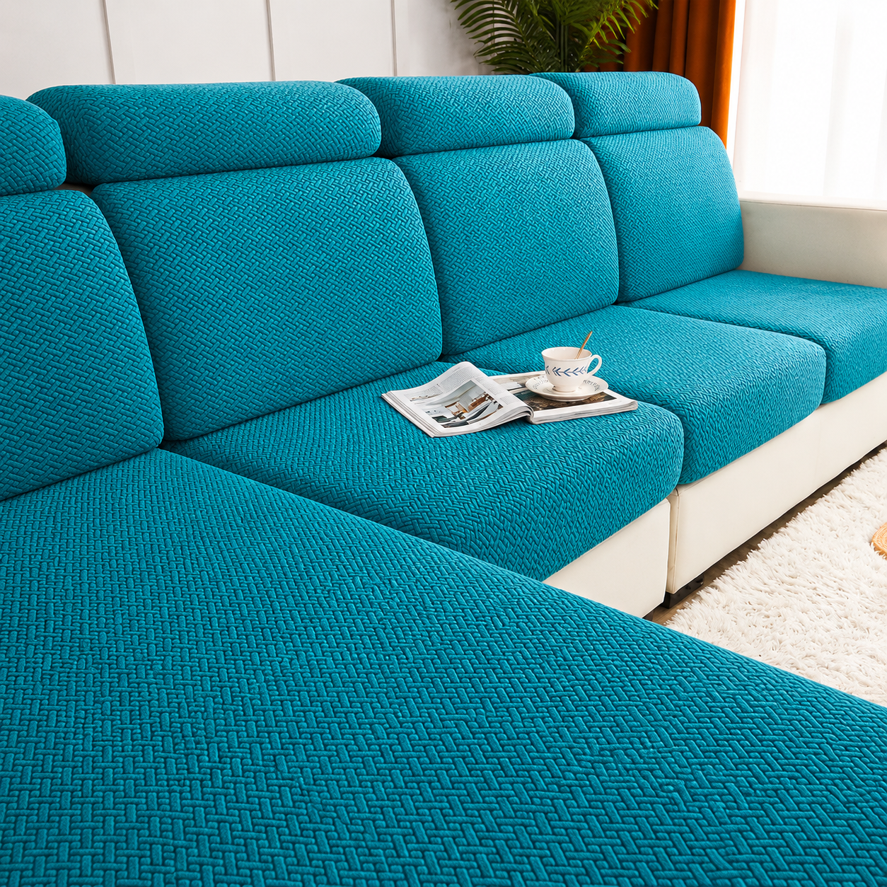 Jacquard L Shaped Cushion Slipcover Sofa Couch Cover