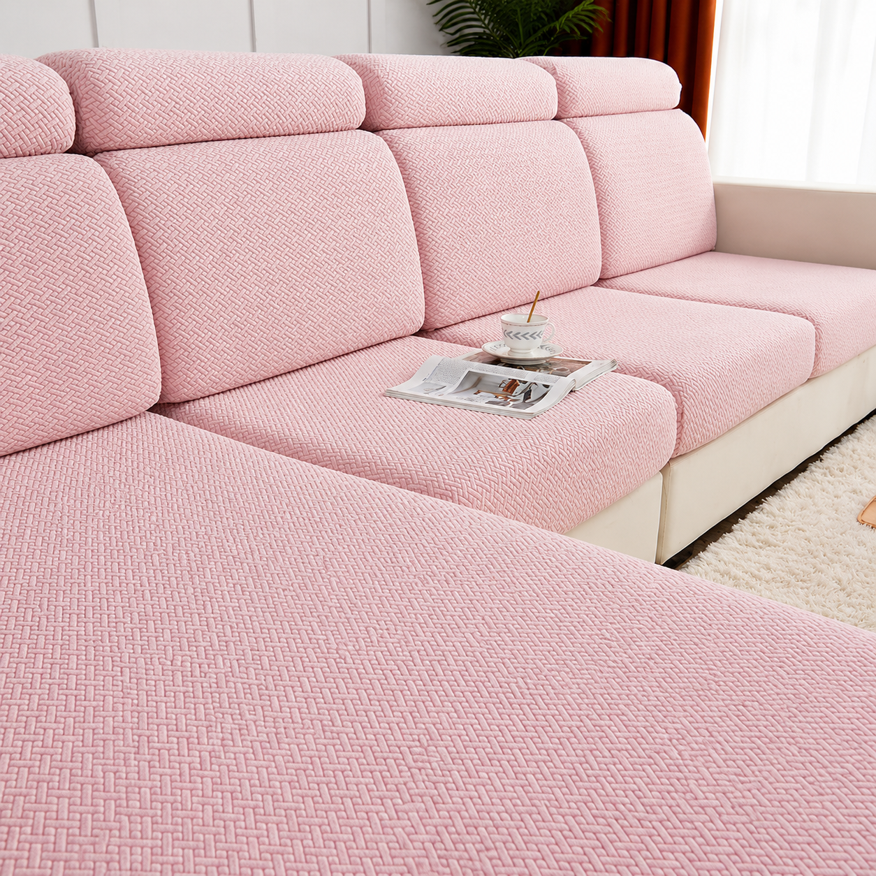 Jacquard L Shaped Cushion Slipcover Sofa Couch Cover
