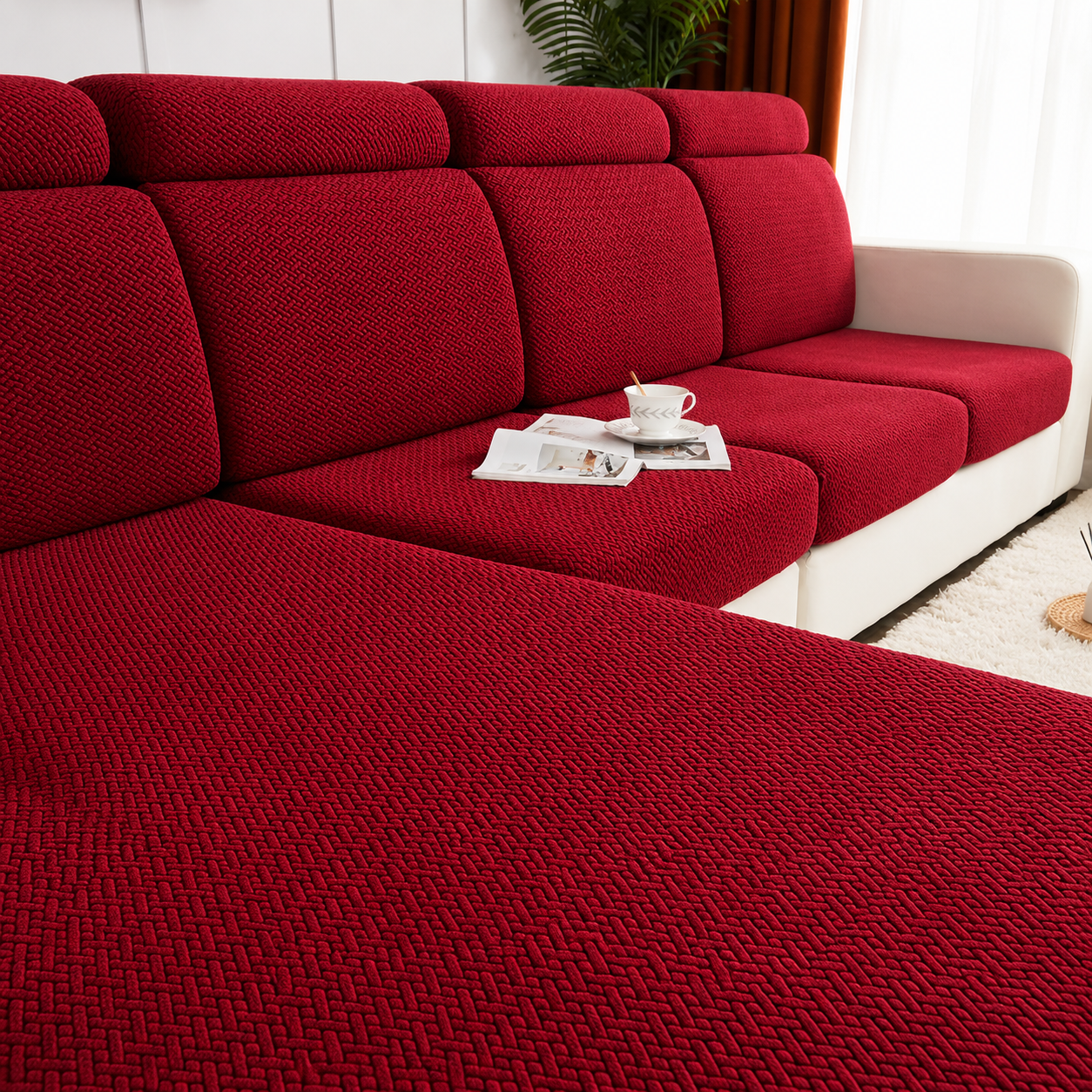 Jacquard L Shaped Cushion Slipcover Sofa Couch Cover