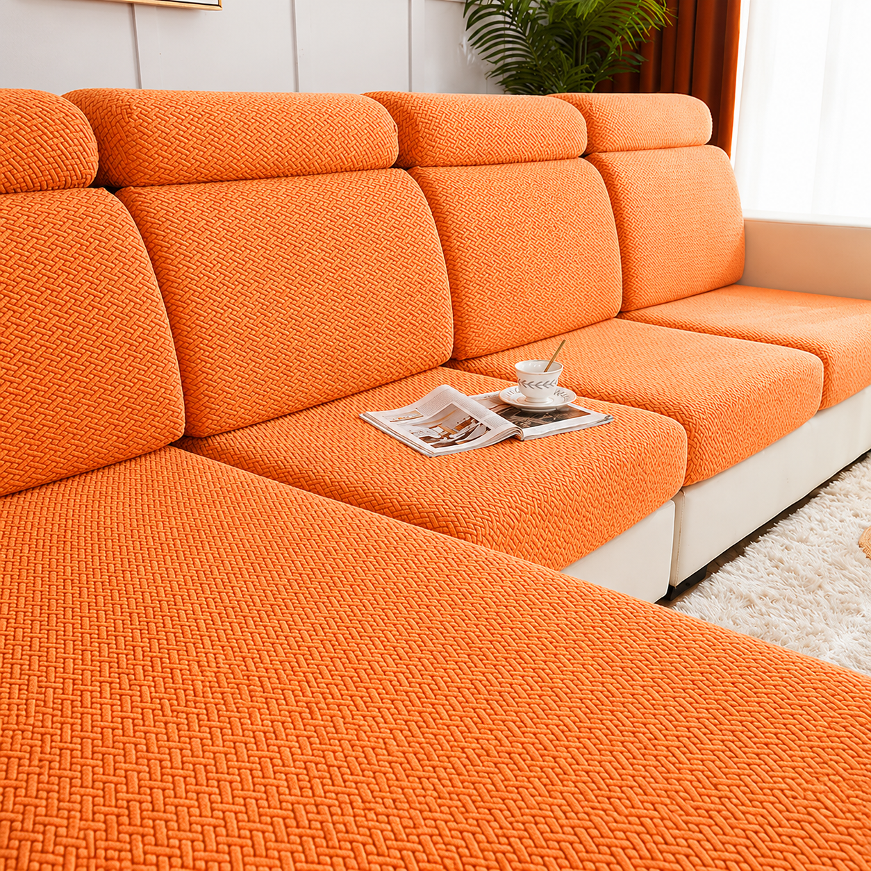 Jacquard L Shaped Cushion Slipcover Sofa Couch Cover