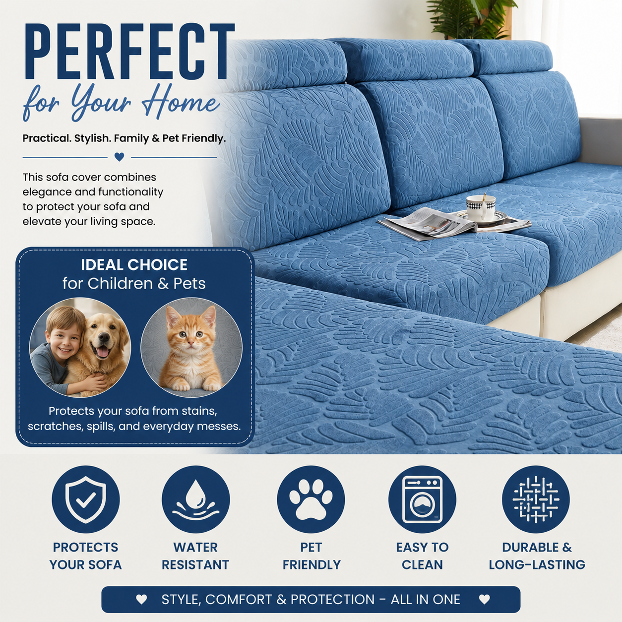 Anti Slip Leaf Jacquard L Shaped Cushion Sofa Couch Cover