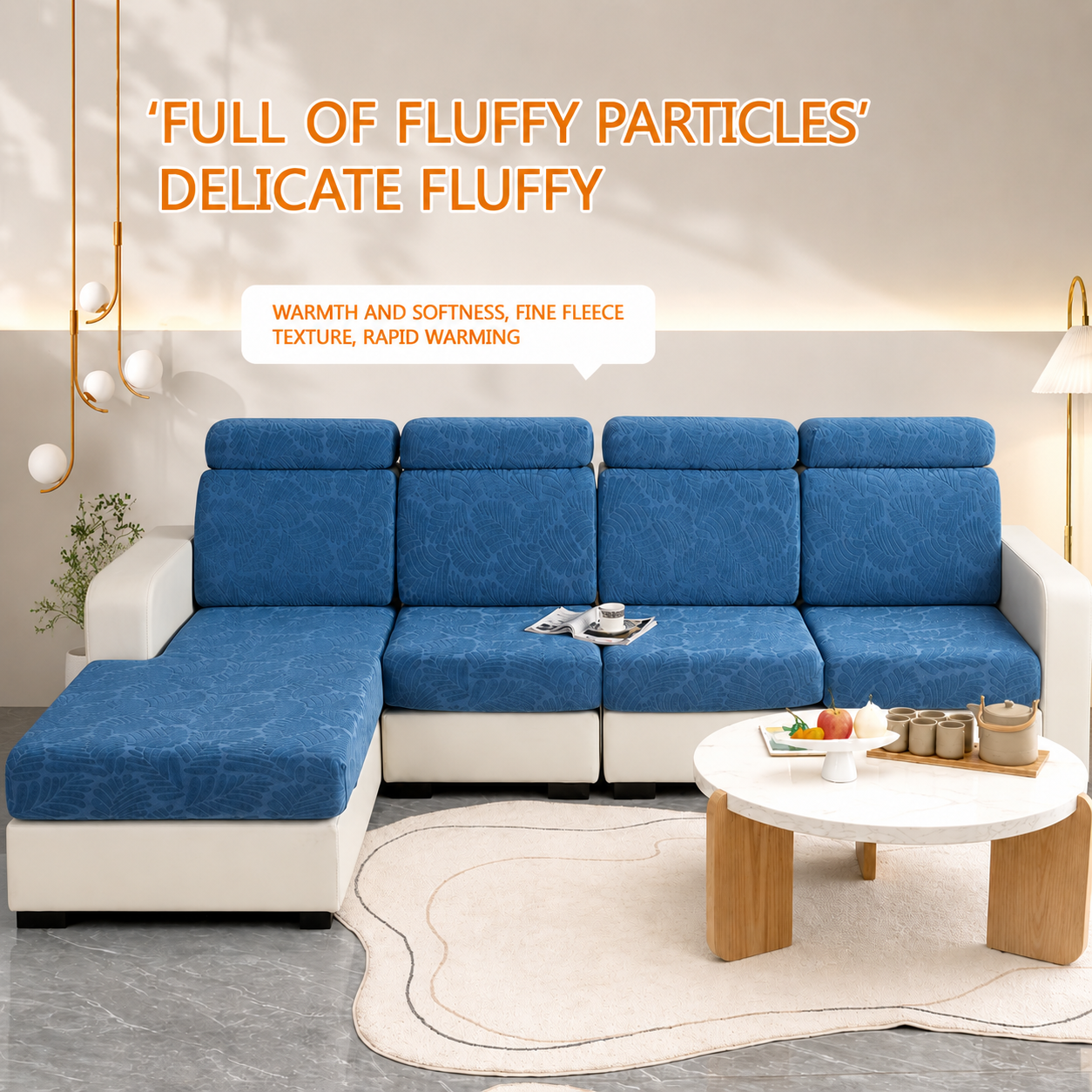 Anti Slip Leaf Jacquard L Shaped Cushion Sofa Couch Cover