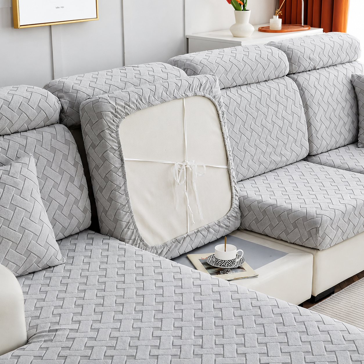 Anti Slip L Shaped Sectional Cushion Sofa Couch Cover