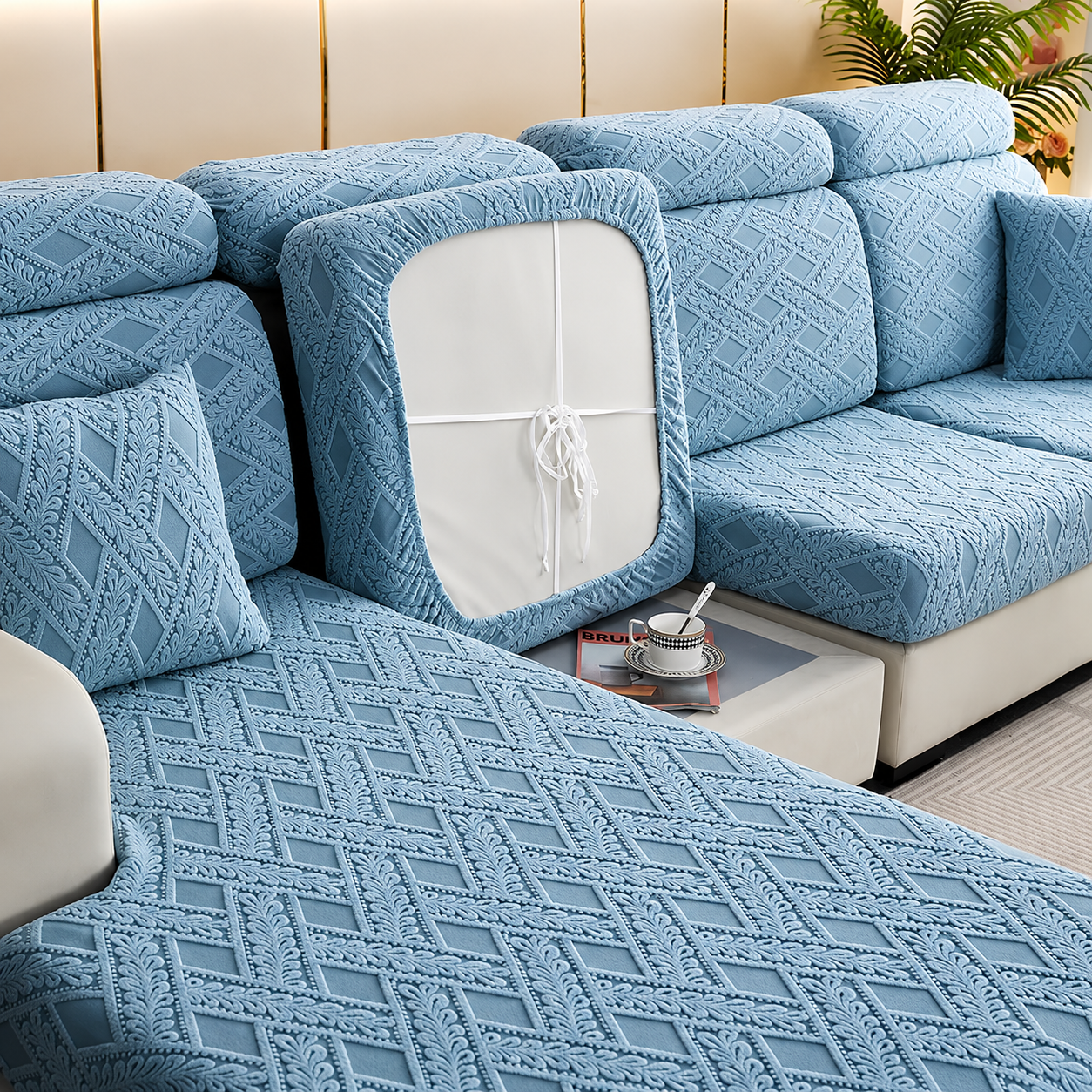 Anti Slip Jacquard L Shaped Sectional Cushion Sofa Couch Cover