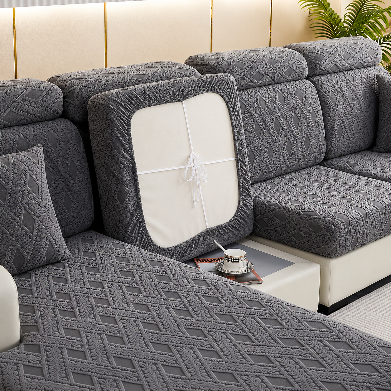 Anti Slip Jacquard L Shaped Sectional Cushion Sofa Couch Cover