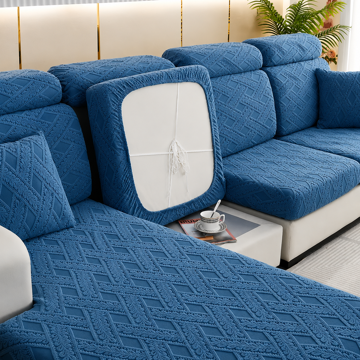 Anti Slip Jacquard L Shaped Sectional Cushion Sofa Couch Cover