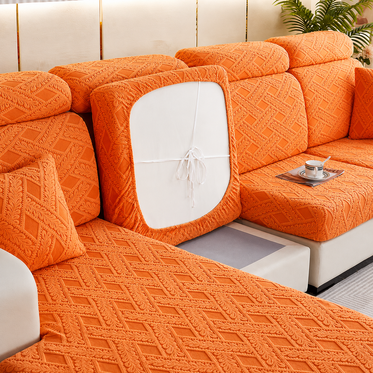 Anti Slip Jacquard L Shaped Sectional Cushion Sofa Couch Cover