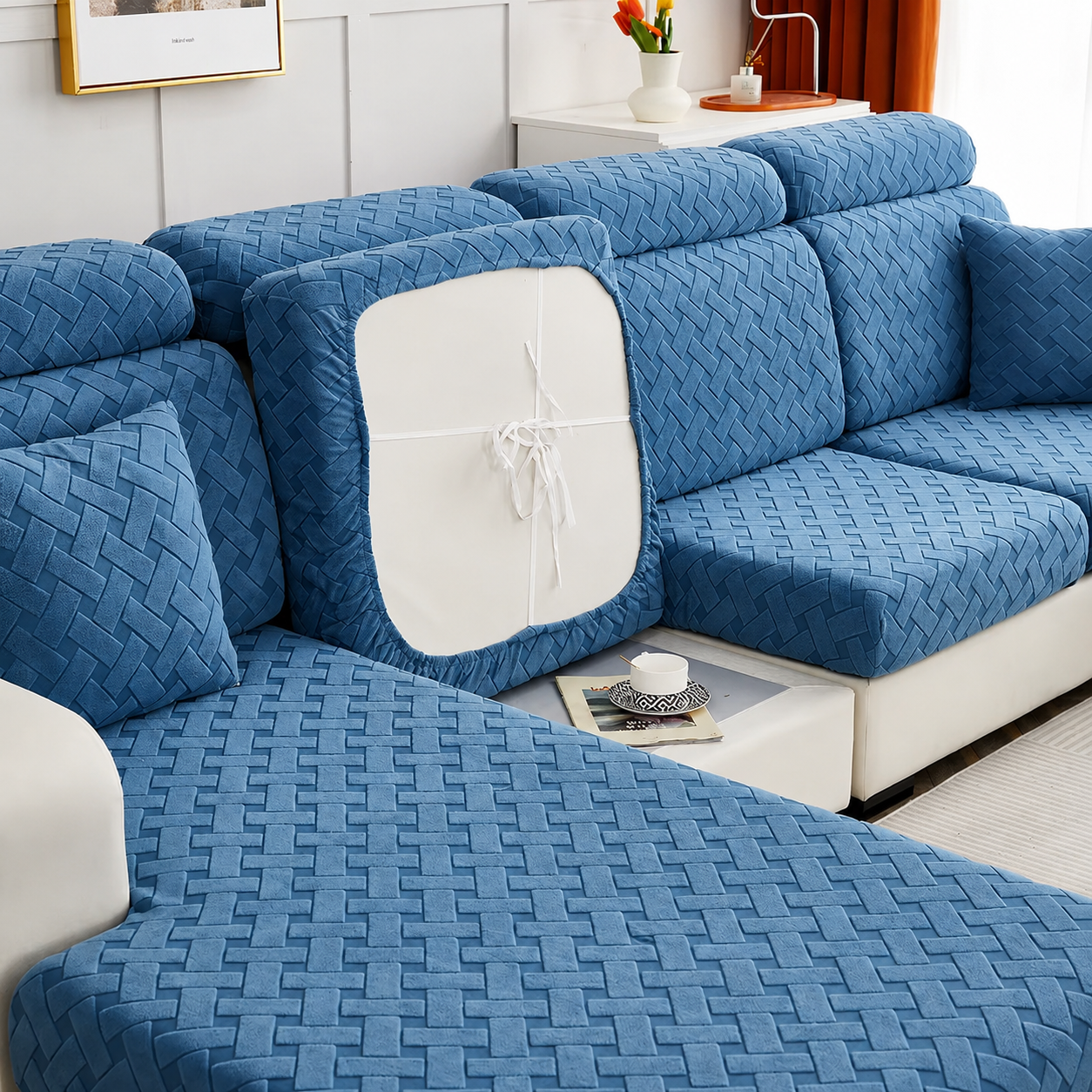 Anti Slip L Shaped Sectional Cushion Sofa Couch Cover