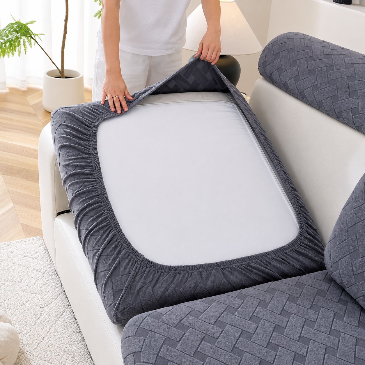Anti Slip L Shaped Sectional Cushion Sofa Couch Cover