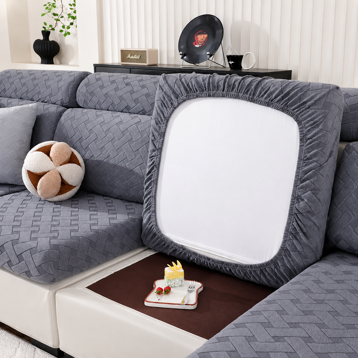 Anti Slip L Shaped Sectional Cushion Sofa Couch Cover